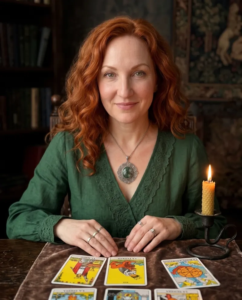 Marina, tarotista, lista para tu consulta de tarot por chat